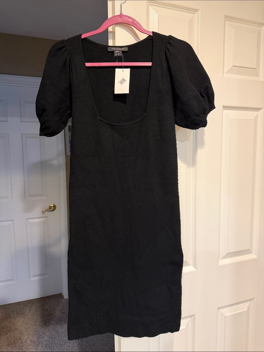 Black Puff-Sleeve Knit Dress - French connection
